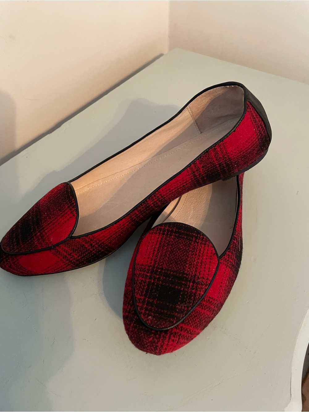 J. Jill Red & Black Plaid Women's Loafers - Classic Slip-On Flats